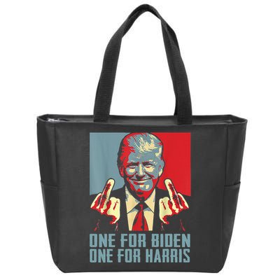 Trump-Middle-Finger-Biden-Harris-Republican American Flag  Zip Tote Bag