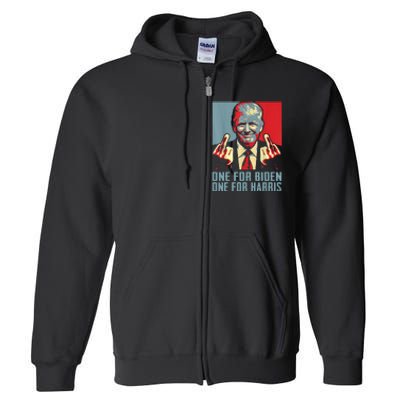 Trump-Middle-Finger-Biden-Harris-Republican American Flag  Full Zip Hoodie