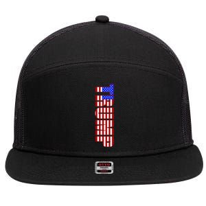 Trump American Flag Patriotic Fourth Of July Usa Cool Gift 7 Panel Mesh Trucker Snapback Hat