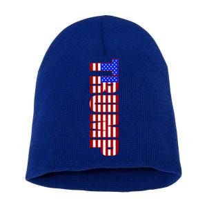 Trump American Flag Patriotic Fourth Of July Usa Cool Gift Short Acrylic Beanie