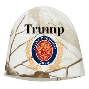 Trump A Fine President 2024 Re Election 2024 Kati - Camo Knit Beanie