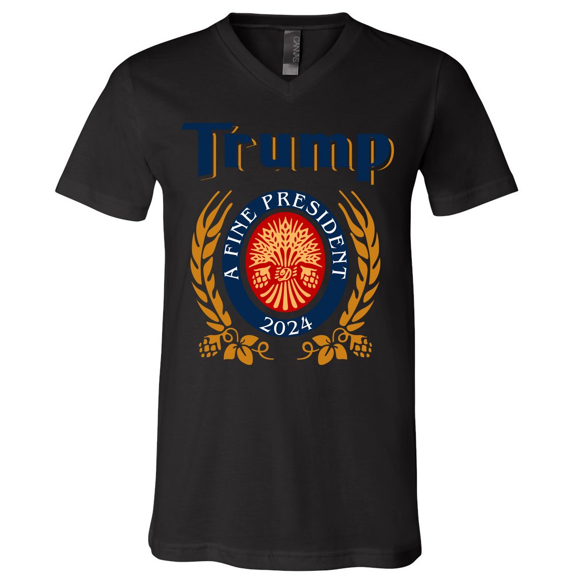 Trump A Fine President 2024 V-Neck T-Shirt