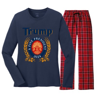 Trump A Fine President 2024 Women's Long Sleeve Flannel Pajama Set 