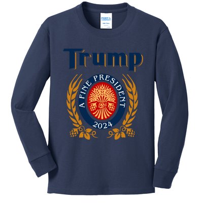 Trump A Fine President 2024 Kids Long Sleeve Shirt