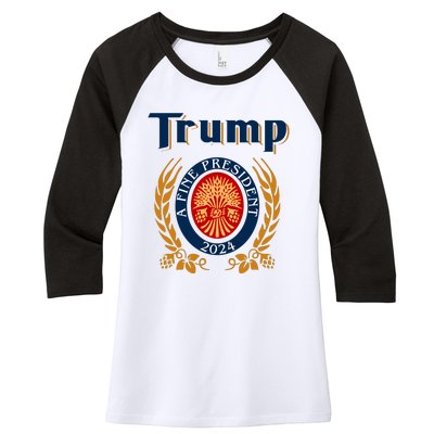 Trump A Fine President 2024 Women's Tri-Blend 3/4-Sleeve Raglan Shirt