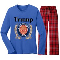 Trump A Fine President 2024 Reelection 2024 Meaningful Gift Women's Long Sleeve Flannel Pajama Set 