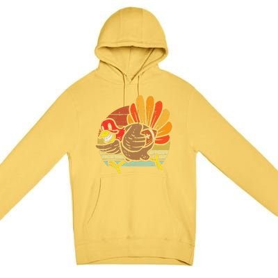 Turkey American Football Retro Thanksgiving Sports Funny Premium Pullover Hoodie