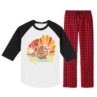 Turkey American Football Retro Thanksgiving Sports Funny Raglan Sleeve Pajama Set