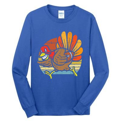 Turkey American Football Retro Thanksgiving Sports Funny Tall Long Sleeve T-Shirt