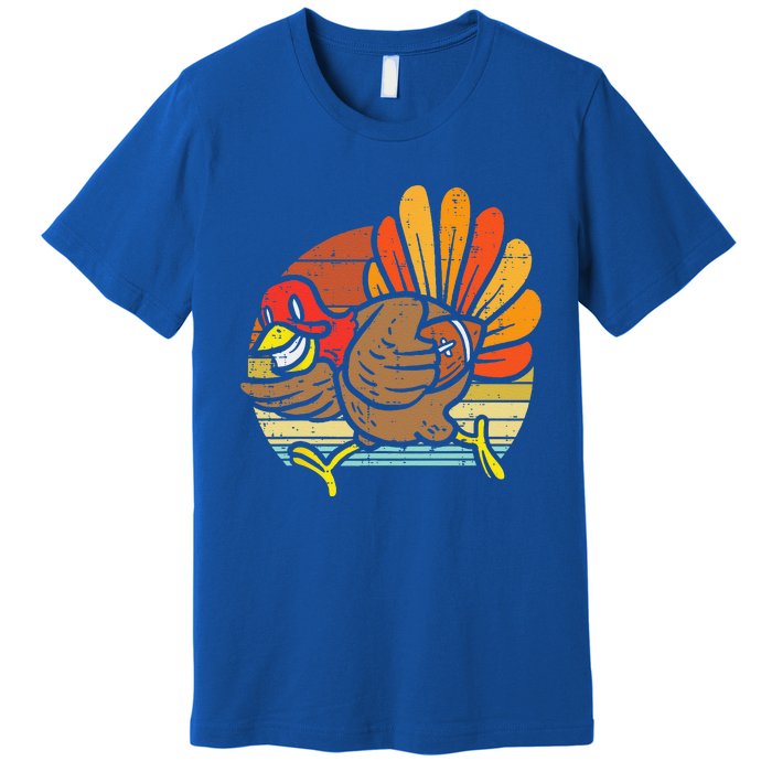 Turkey American Football Retro Thanksgiving Sports Funny Premium T-Shirt