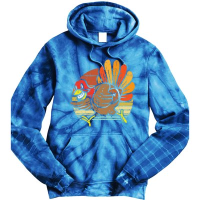 Turkey American Football Retro Thanksgiving Sports Funny Tie Dye Hoodie