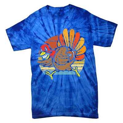 Turkey American Football Retro Thanksgiving Sports Funny Tie-Dye T-Shirt