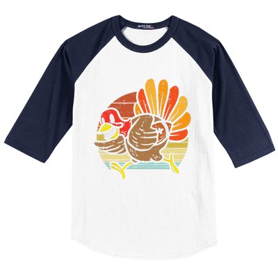 Turkey American Football Retro Thanksgiving Sports Funny Baseball Sleeve Shirt