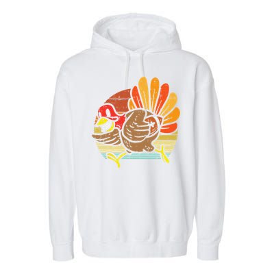 Turkey American Football Retro Thanksgiving Sports Funny Garment-Dyed Fleece Hoodie