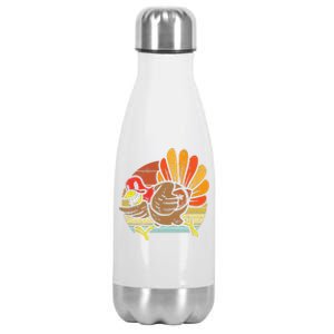 Turkey American Football Retro Thanksgiving Sports Funny Stainless Steel Insulated Water Bottle