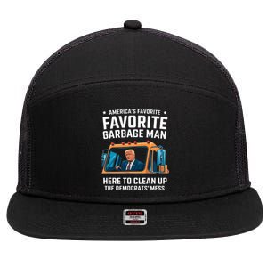 Trump AmericaS Favorite Garbage Man Trump In Trash Truck 7 Panel Mesh Trucker Snapback Hat