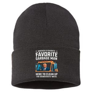 Trump AmericaS Favorite Garbage Man Trump In Trash Truck Sustainable Knit Beanie