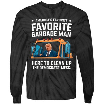 Trump AmericaS Favorite Garbage Man Trump In Trash Truck Tie-Dye Long Sleeve Shirt