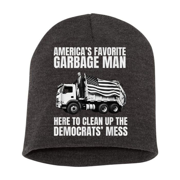 Trump AmericaS Favorite Garbage Man Trash Truck Photo Maga Short Acrylic Beanie