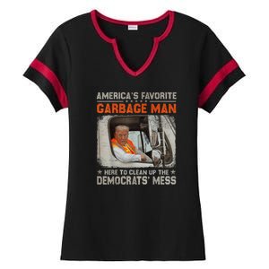 Trump AmericaS Favorite Garbage Man Trump In Trash Truck Ladies Halftime Notch Neck Tee