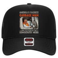 Trump AmericaS Favorite Garbage Man Trump In Trash Truck High Crown Mesh Back Trucker Hat