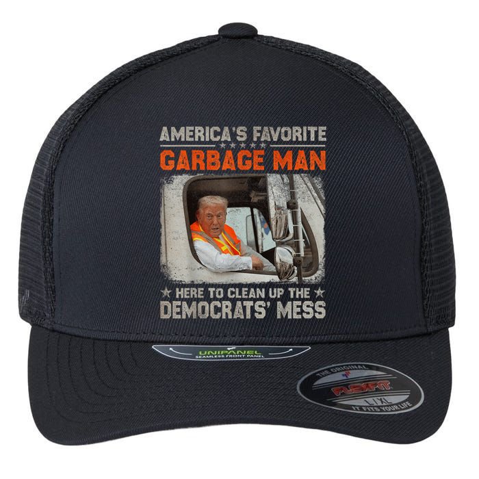 Trump AmericaS Favorite Garbage Man Trump In Trash Truck Flexfit Unipanel Trucker Cap