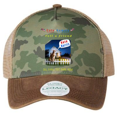 Tell A Friend Cat On A Fence Cats For Kamala Legacy Tie Dye Trucker Hat