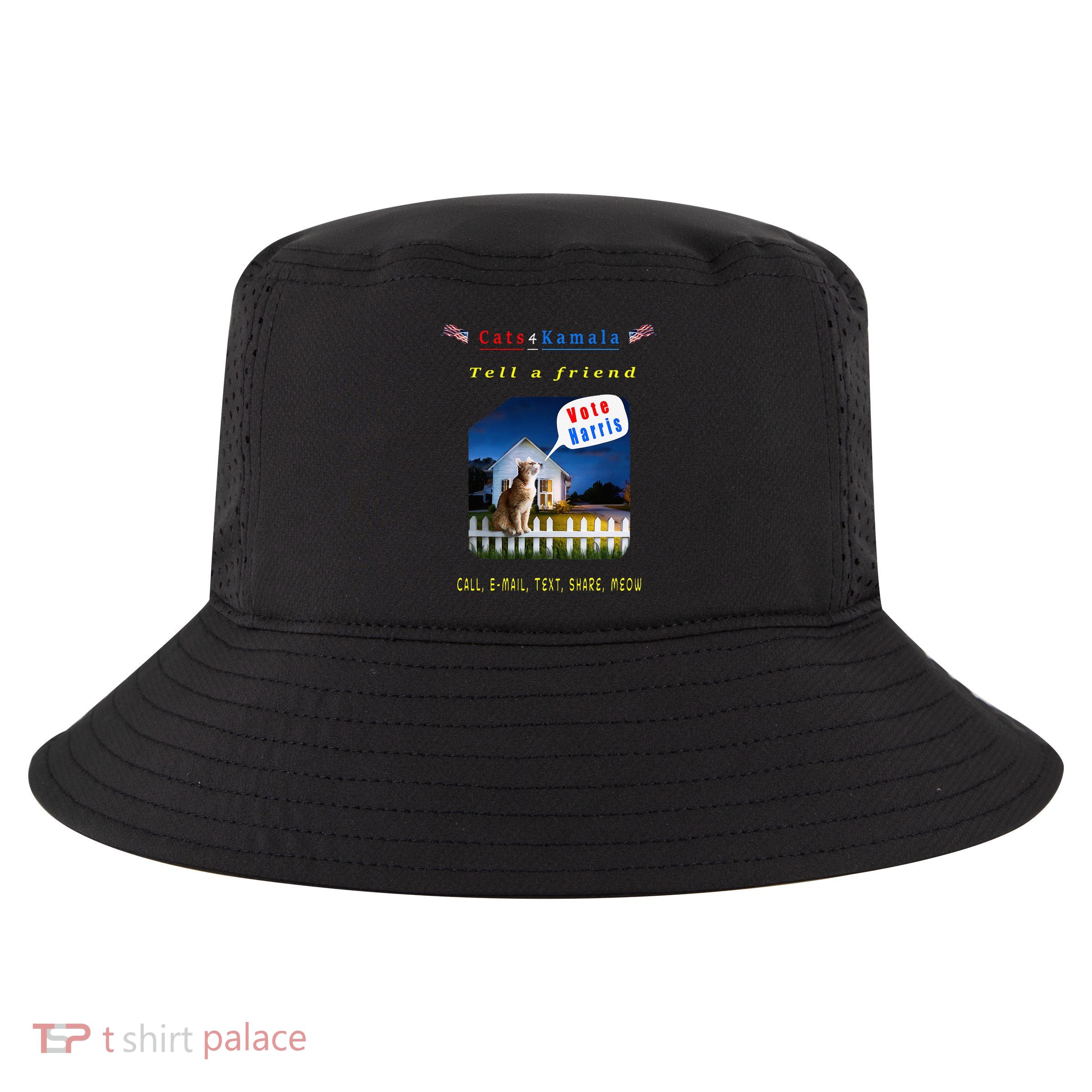 Tell A Friend Cat On A Fence Cats For Kamala Cool Comfort Performance Bucket Hat