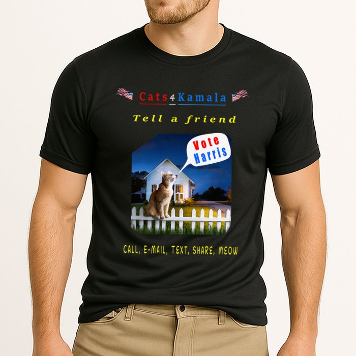 Tell A Friend Cat On A Fence Cats For Kamala Cooling Performance Crew T-Shirt