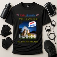 Tell A Friend Cat On A Fence Cats For Kamala Cooling Performance Crew T-Shirt