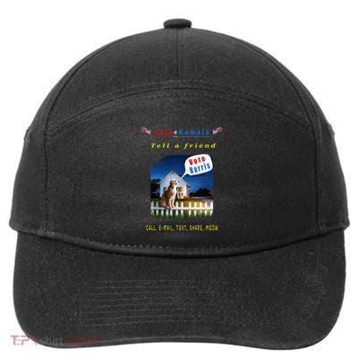 Tell A Friend Cat On A Fence Cats For Kamala 7-Panel Snapback Hat