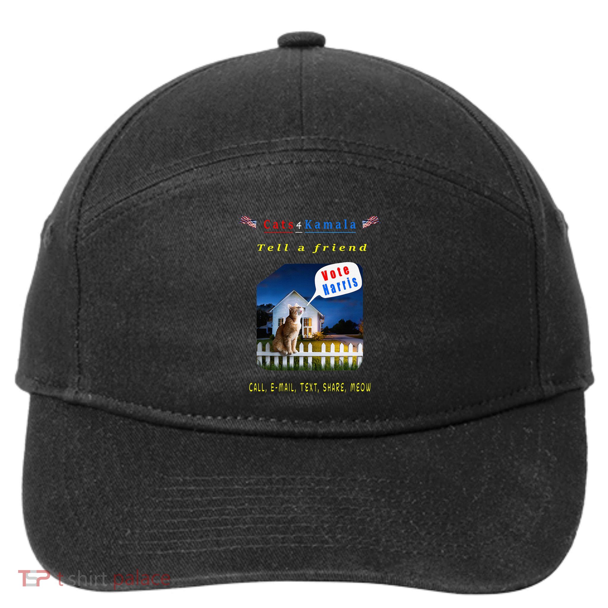 Tell A Friend Cat On A Fence Cats For Kamala 7-Panel Snapback Hat