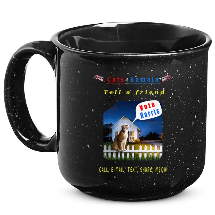 Tell A Friend Cat On A Fence Cats For Kamala 15oz Campfire Ceramic Mug