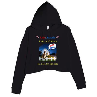 Tell A Friend Cat On A Fence Cats For Kamala Crop Fleece Hoodie