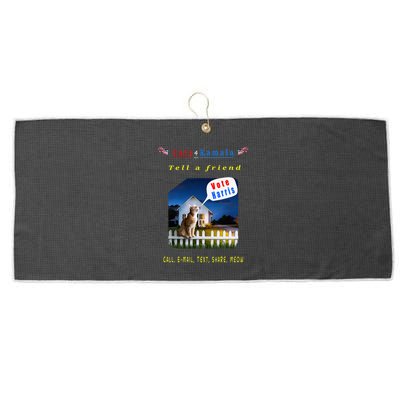 Tell A Friend Cat On A Fence Cats For Kamala Large Microfiber Waffle Golf Towel