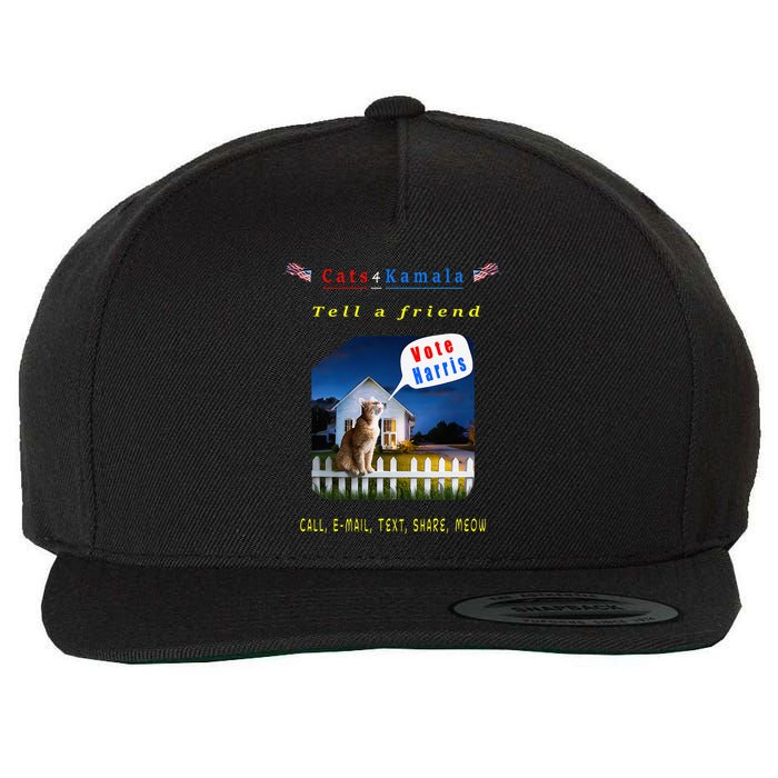 Tell A Friend Cat On A Fence Cats For Kamala Wool Snapback Cap