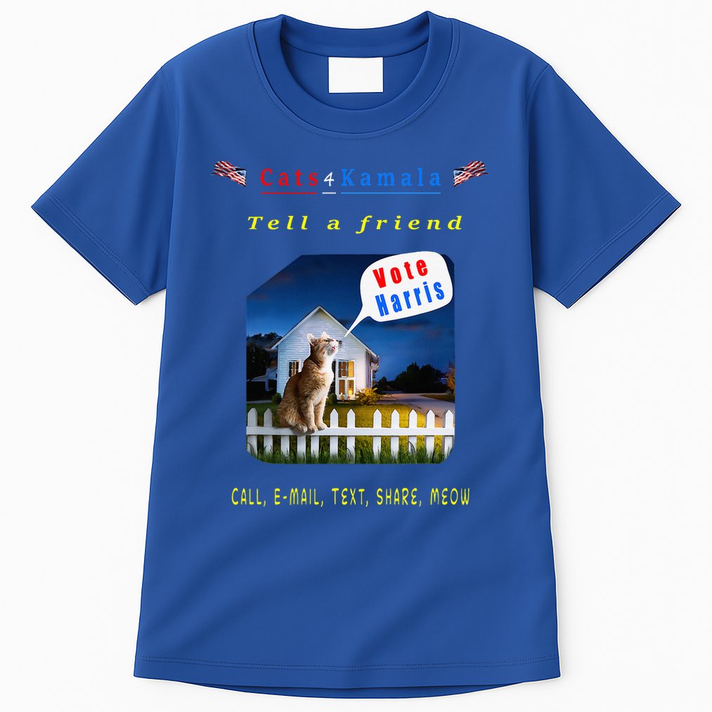 Tell A Friend Cat On A Fence Cats For Kamala Tall T-Shirt