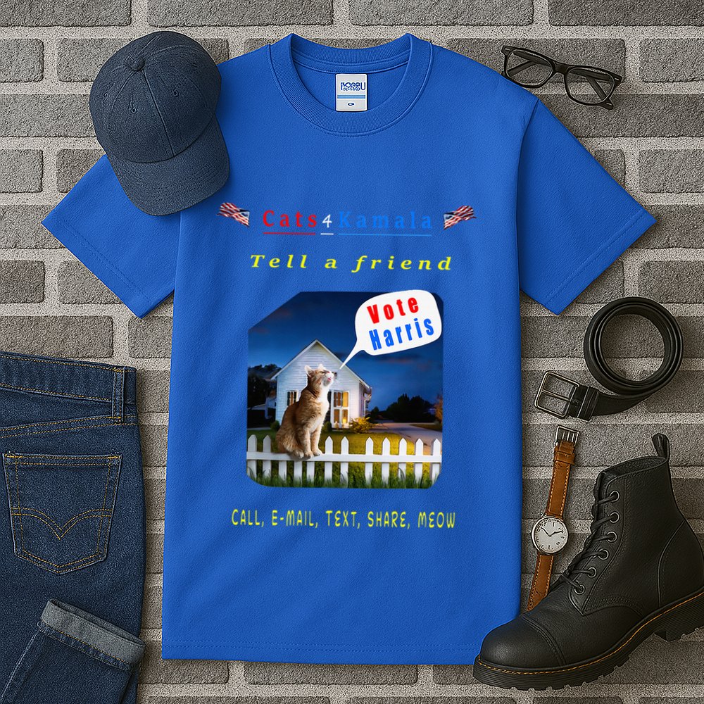 Tell A Friend Cat On A Fence Cats For Kamala Tall T-Shirt