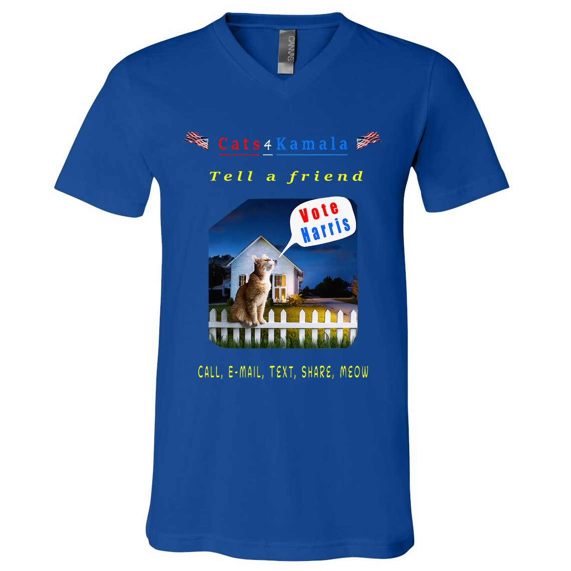 Tell A Friend Cat On A Fence Cats For Kamala V-Neck T-Shirt