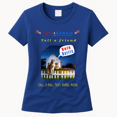 Tell A Friend Cat On A Fence Cats For Kamala Womens T-Shirt