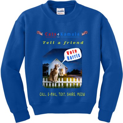 Tell A Friend Cat On A Fence Cats For Kamala Kids Sweatshirt