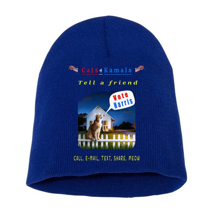 Tell A Friend Cat On A Fence Cats For Kamala Short Acrylic Beanie
