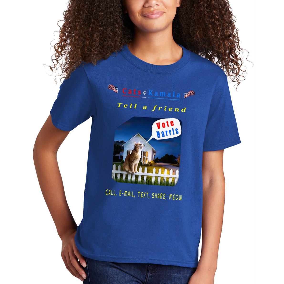 Tell A Friend Cat On A Fence Cats For Kamala Kids T-Shirt