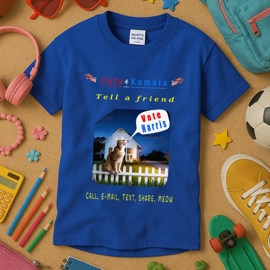 Tell A Friend Cat On A Fence Cats For Kamala Kids T-Shirt