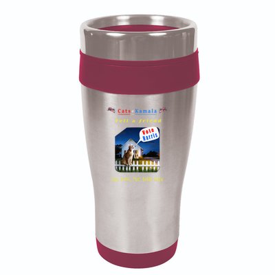 Tell A Friend Cat On A Fence Cats For Kamala 16oz Travel Tumbler