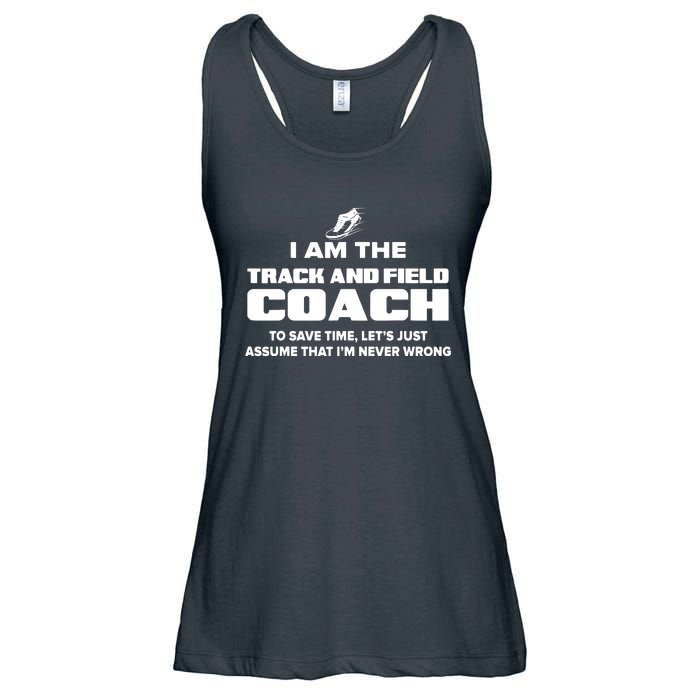 Track And Field Coach Funny Gift Assume Im Never Ladies Essential Flowy Tank