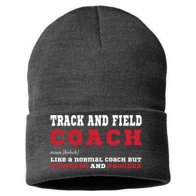 Track And Field Coach Sports Coaching Fun Definition Sustainable Knit Beanie