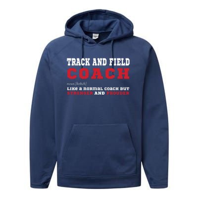 Track And Field Coach Sports Coaching Fun Definition Performance Fleece Hoodie