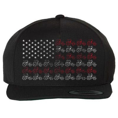 Tractor American Flag Farmer Wool Snapback Cap