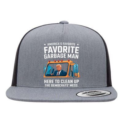 Trump AmericaS Favorite Garbage Man Trump In Trash Truck Flat Bill Trucker Hat